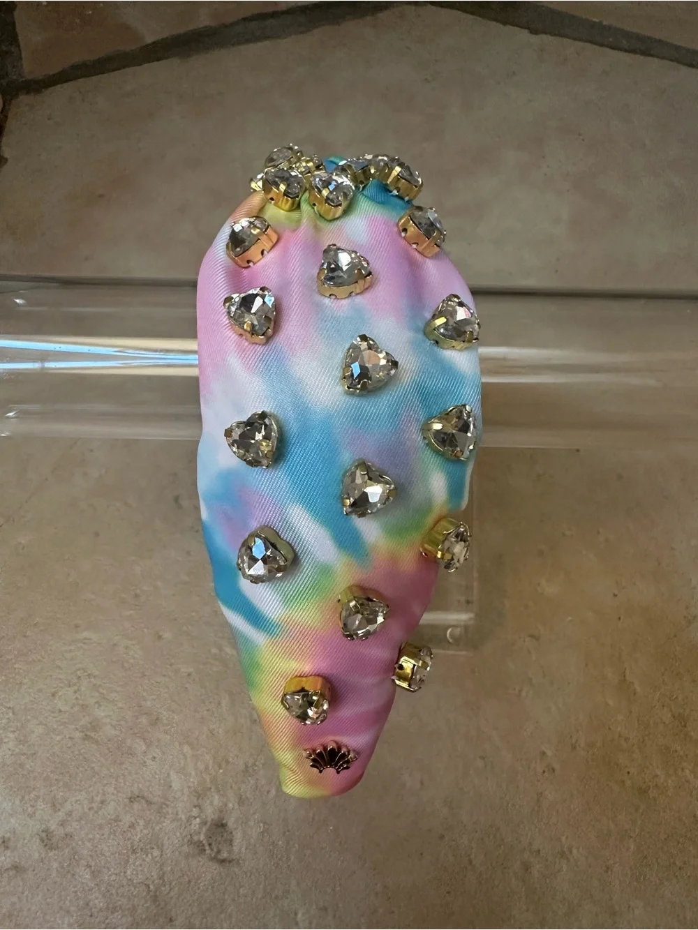 LELE SADOUGHI NWT Pastel Tie-Dye Padded Headband with Gold Crystal Accents